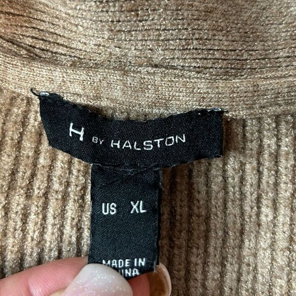 H by Halston Open Front Cardigan with Bell Sleeves Tan Size XLarge - Picture 8 of 11